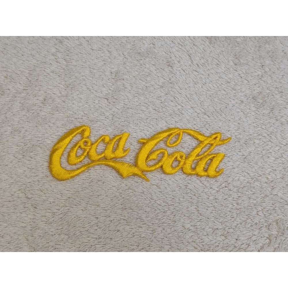 Coca-Cola Embroidered‎ Patch Yellow Script Logo Collectible Apparel DIY Craft
